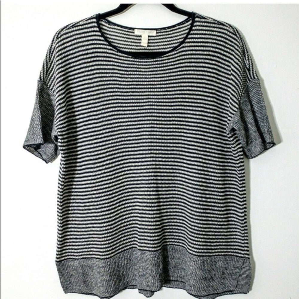 Eileen Fisher Organic Linen Striped Sweater Drop S